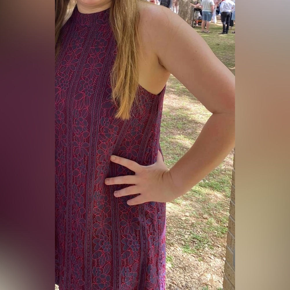 Burgundy & Purple Knee-length Dress - Picture 2 of 7